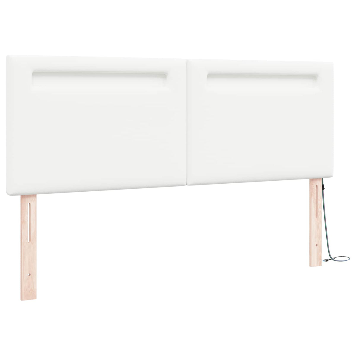 vidaXL Wezgłowie LED Biały 144 cm Skóra ekologiczna