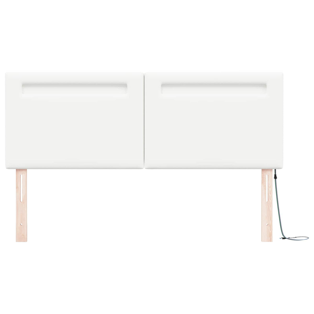 vidaXL Wezgłowie LED Biały 144 cm Skóra ekologiczna
