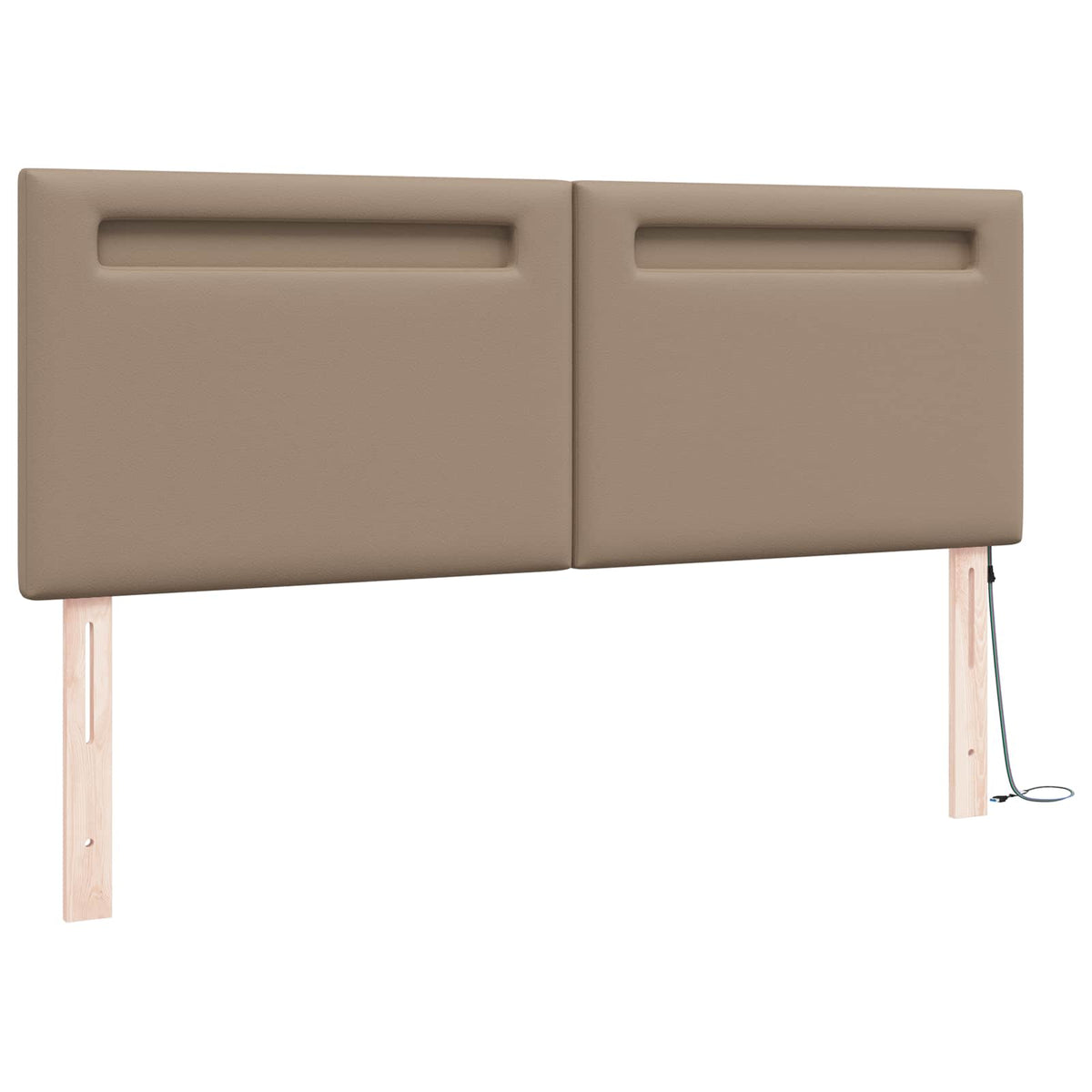 vidaXL Wezgłowie LED Cappuccino 144 cm Skóra ekologiczna