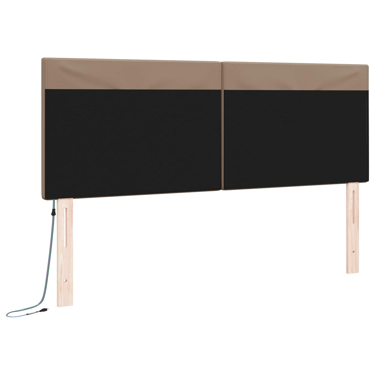 vidaXL Wezgłowie LED Cappuccino 144 cm Skóra ekologiczna