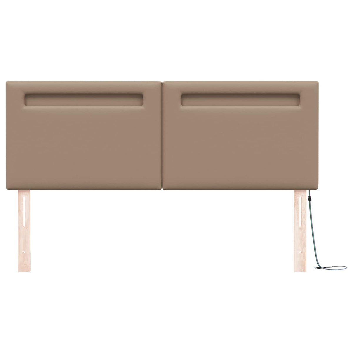 vidaXL Wezgłowie LED Cappuccino 144 cm Skóra ekologiczna