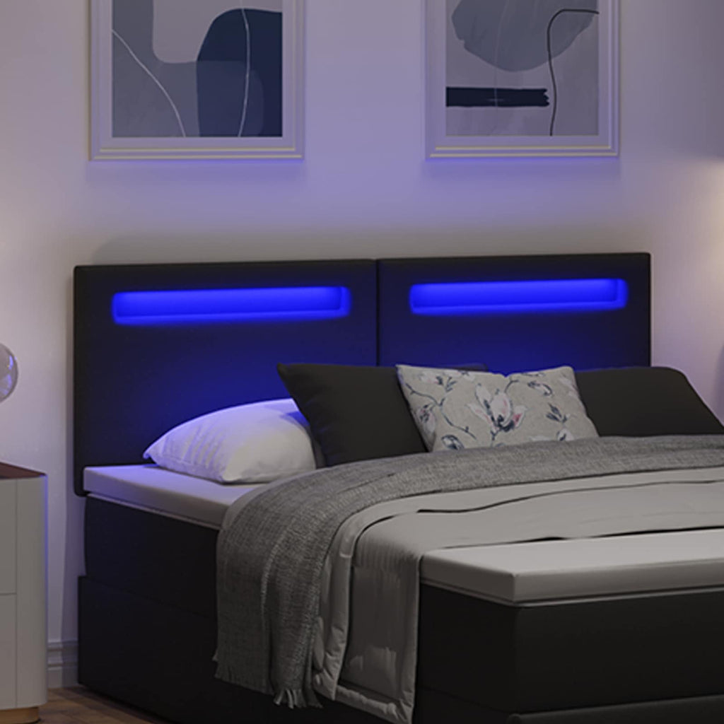 vidaXL Wezgłowie LED Czarny 160 cm Skóra ekologiczna