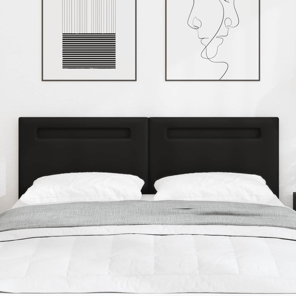 vidaXL Wezgłowie LED Czarny 160 cm Skóra ekologiczna