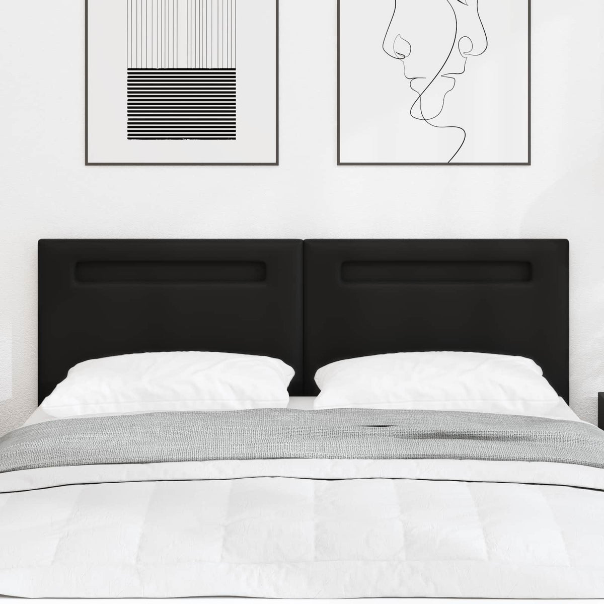 vidaXL Wezgłowie LED Czarny 160 cm Skóra ekologiczna