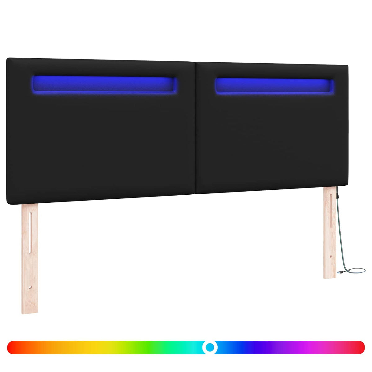 vidaXL Wezgłowie LED Czarny 160 cm Skóra ekologiczna