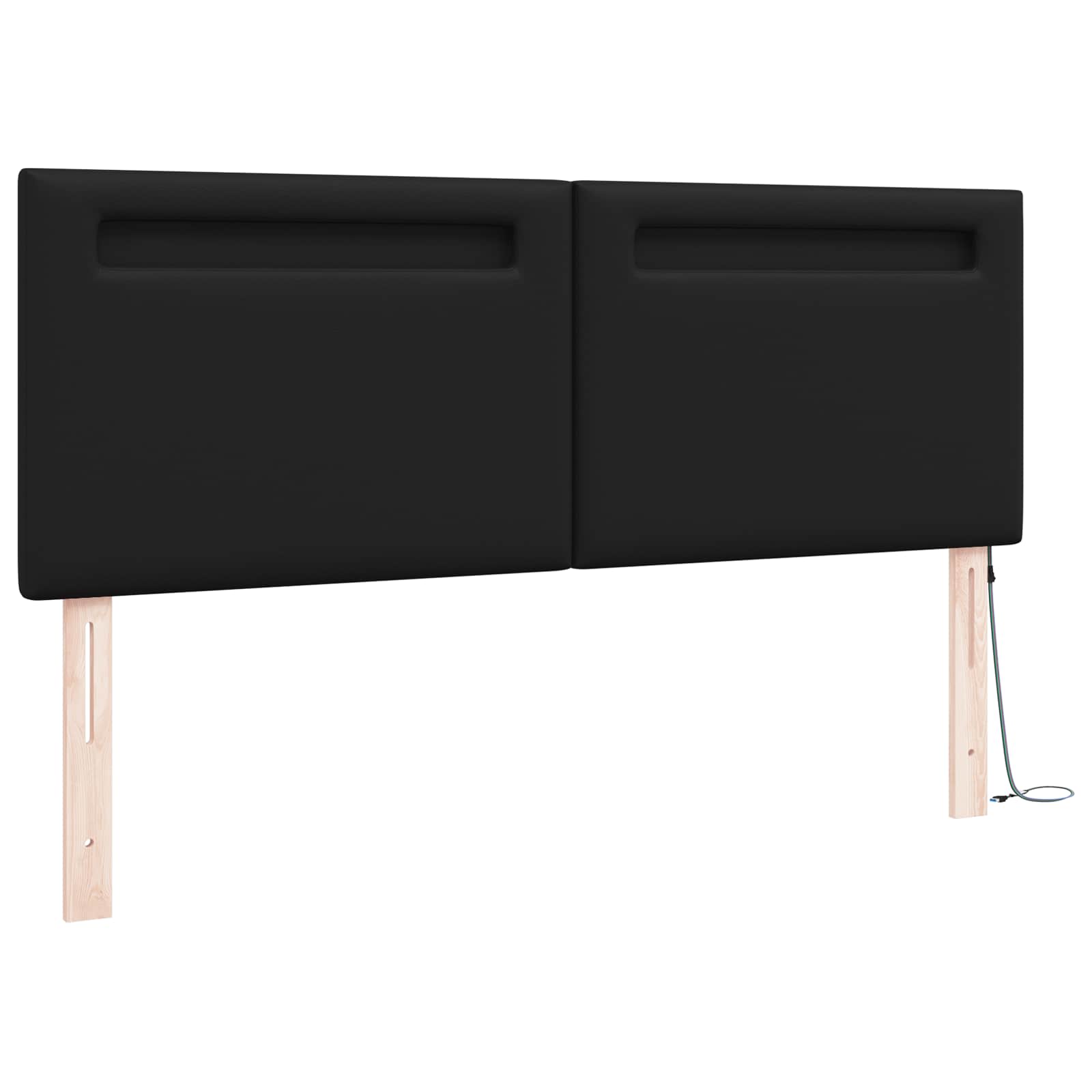 vidaXL Wezgłowie LED Czarny 160 cm Skóra ekologiczna