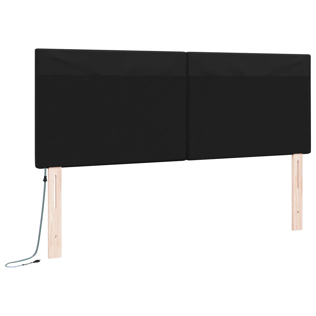 vidaXL Wezgłowie LED Czarny 160 cm Skóra ekologiczna