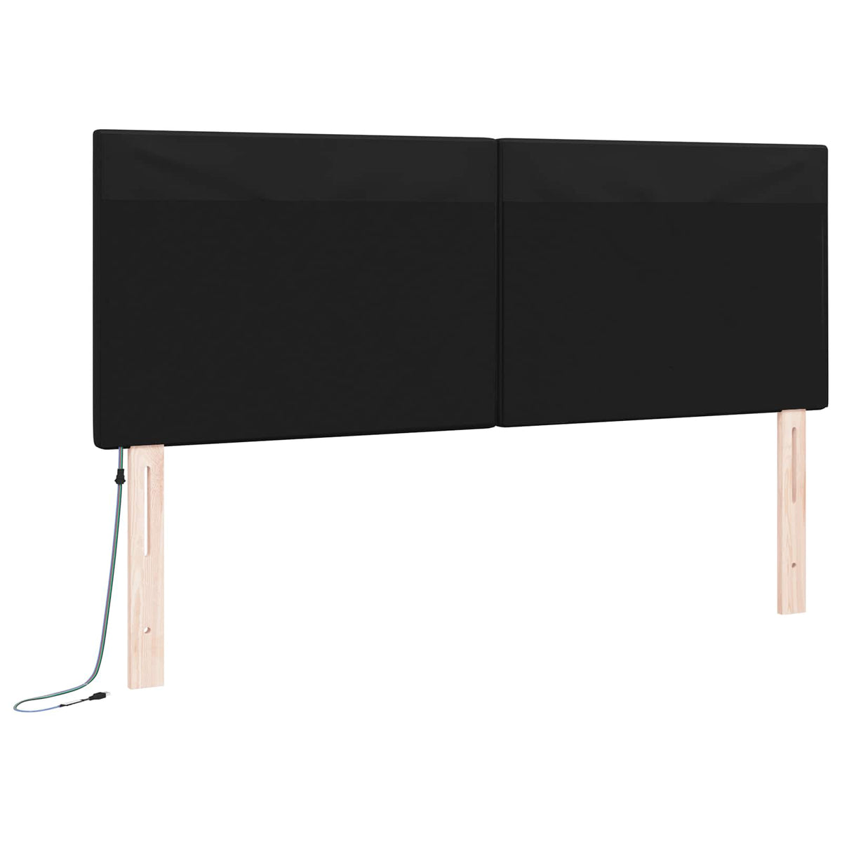 vidaXL Wezgłowie LED Czarny 160 cm Skóra ekologiczna
