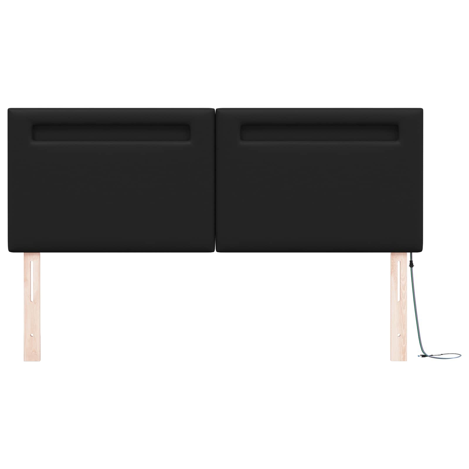 vidaXL Wezgłowie LED Czarny 160 cm Skóra ekologiczna