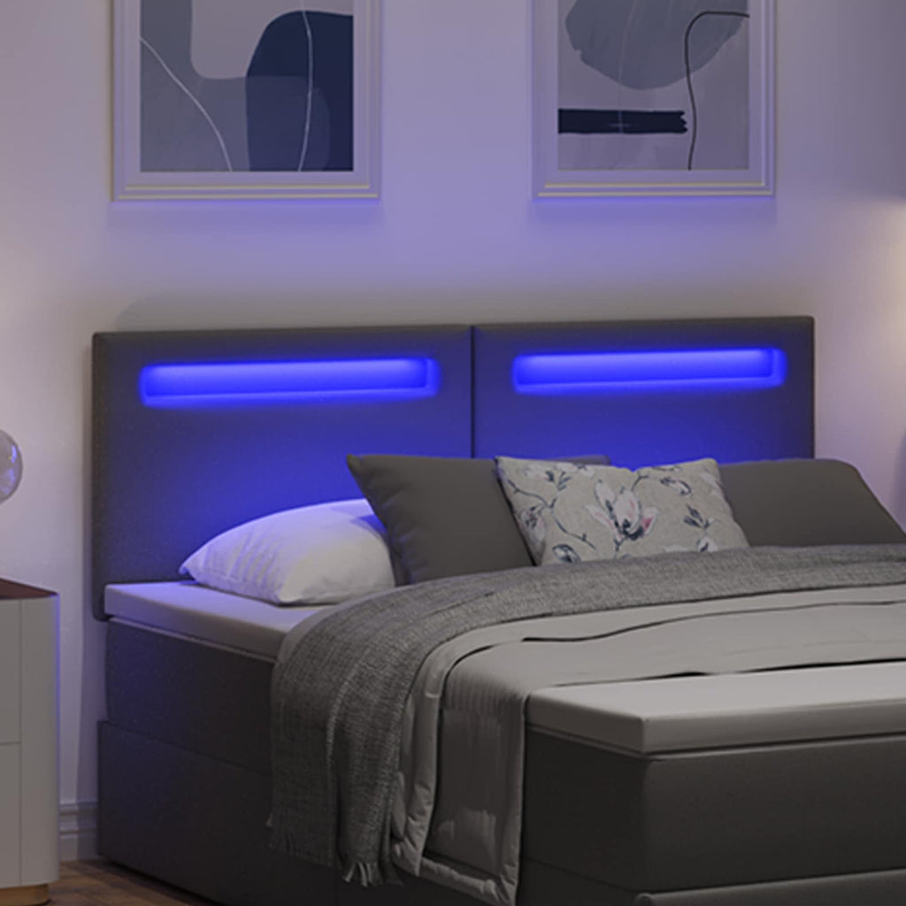 vidaXL Wezgłowie LED Szary 160 cm Skóra ekologiczna