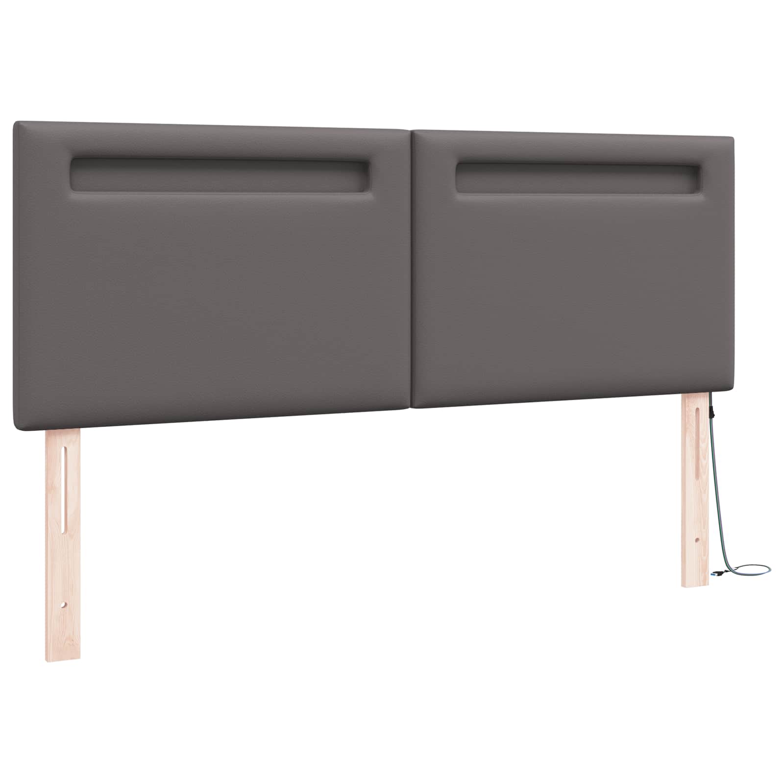 vidaXL Wezgłowie LED Szary 160 cm Skóra ekologiczna