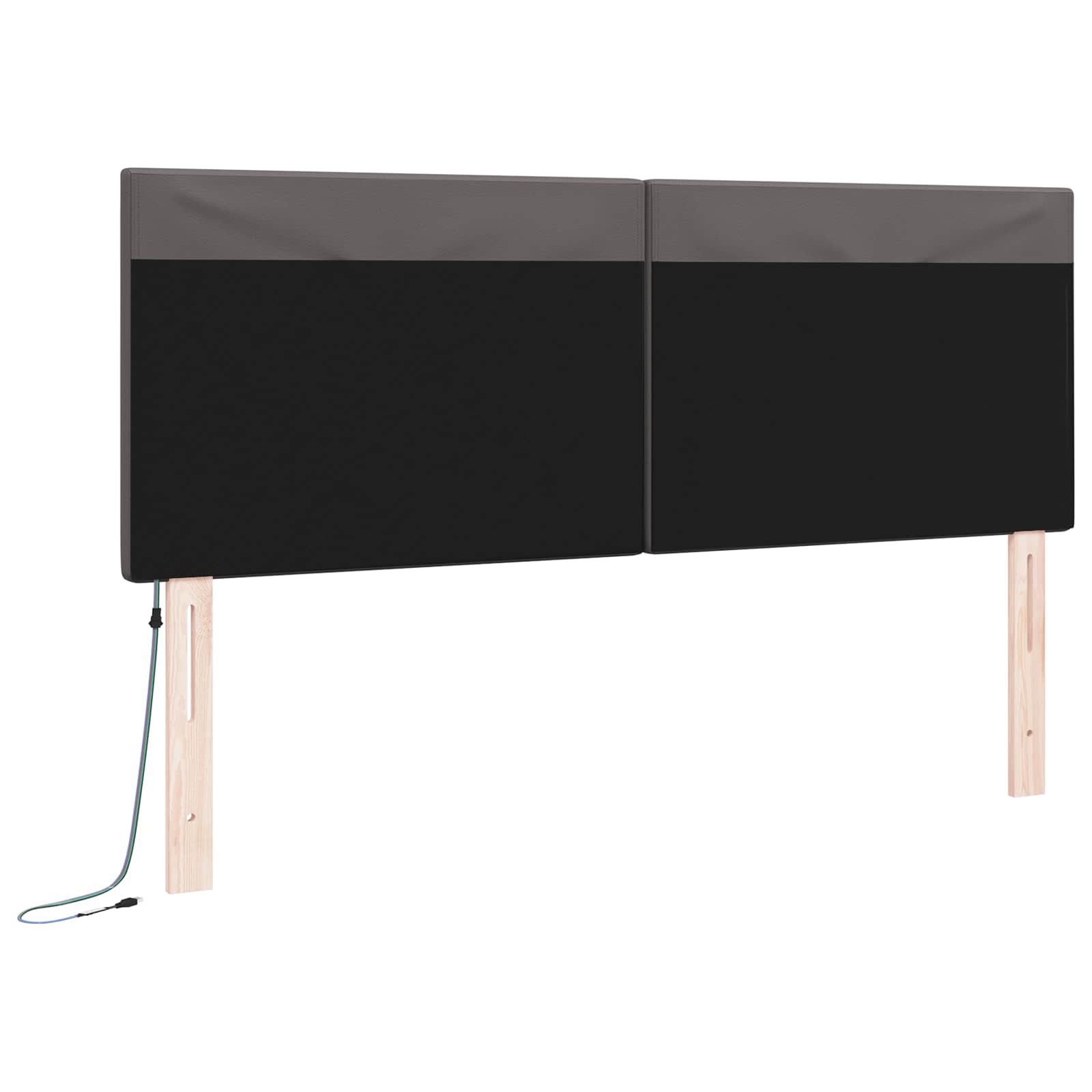 vidaXL Wezgłowie LED Szary 160 cm Skóra ekologiczna