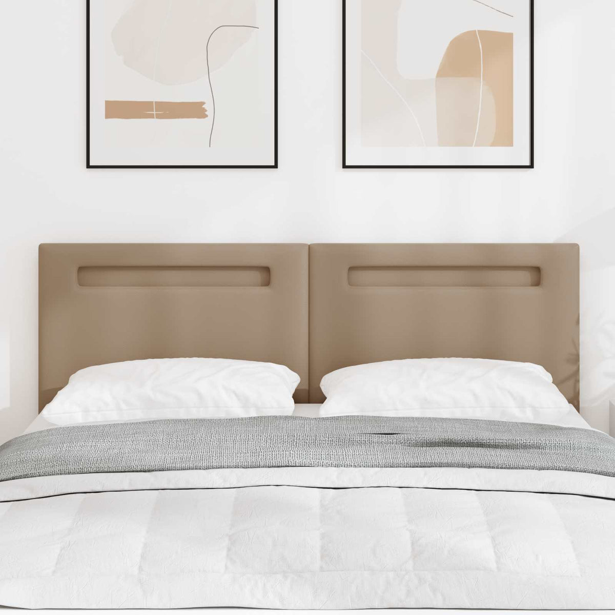 vidaXL Wezgłowie LED Cappuccino 160 cm Skóra ekologiczna