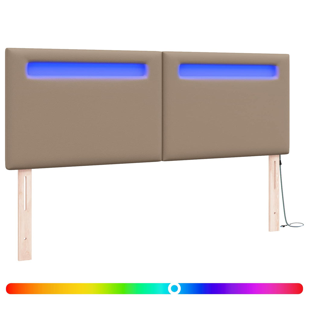 vidaXL Wezgłowie LED Cappuccino 160 cm Skóra ekologiczna