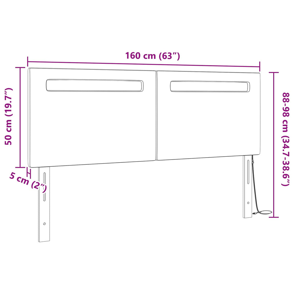 vidaXL Wezgłowie LED Cappuccino 160 cm Skóra ekologiczna