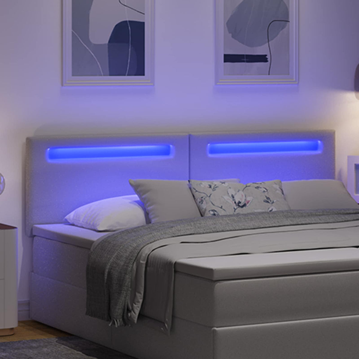 vidaXL Wezgłowie LED Biały 180 cm Skóra ekologiczna