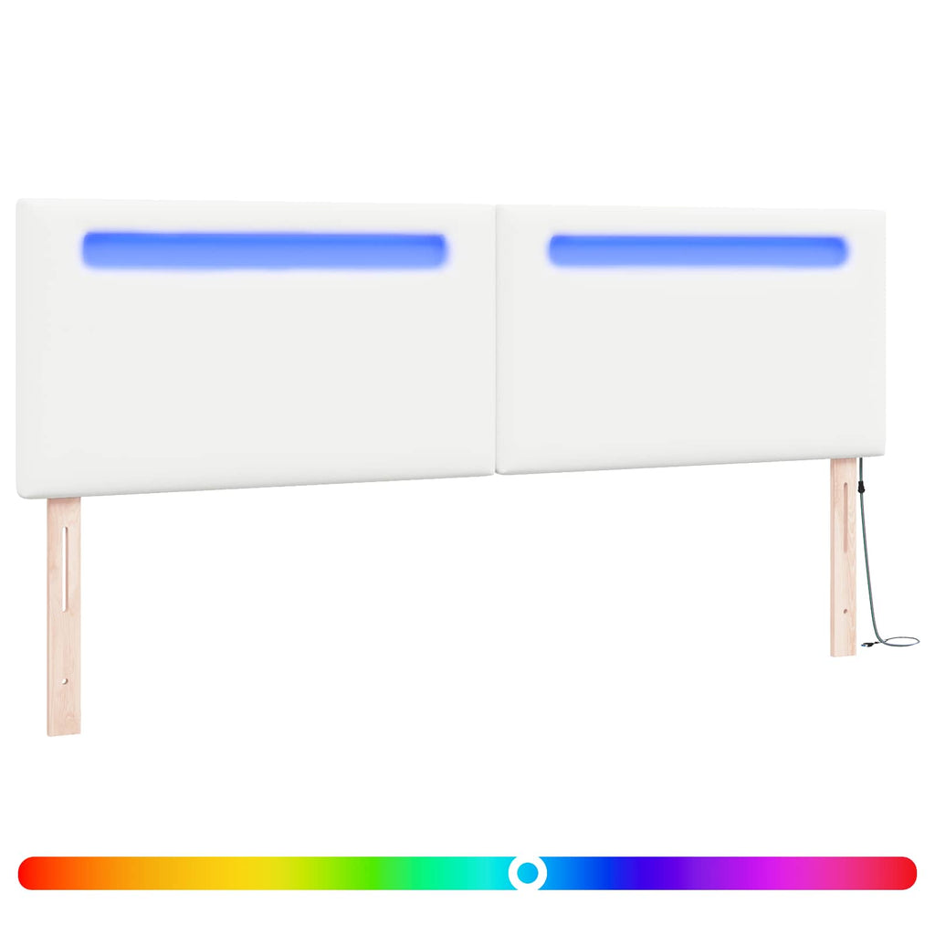 vidaXL Wezgłowie LED Biały 180 cm Skóra ekologiczna