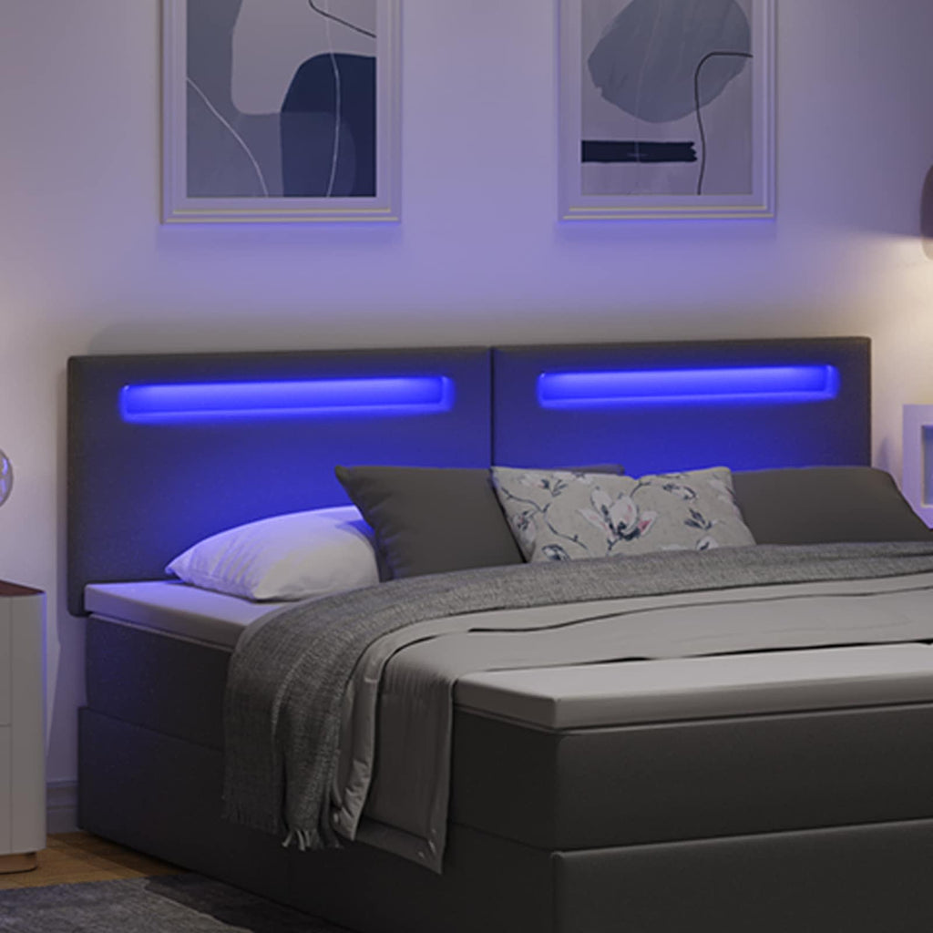 vidaXL Wezgłowie LED Szary 180 cm Skóra ekologiczna