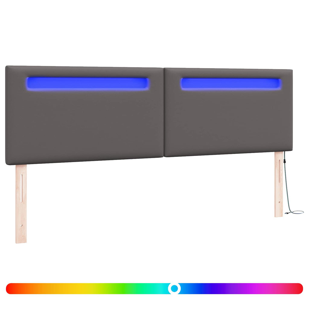 vidaXL Wezgłowie LED Szary 180 cm Skóra ekologiczna