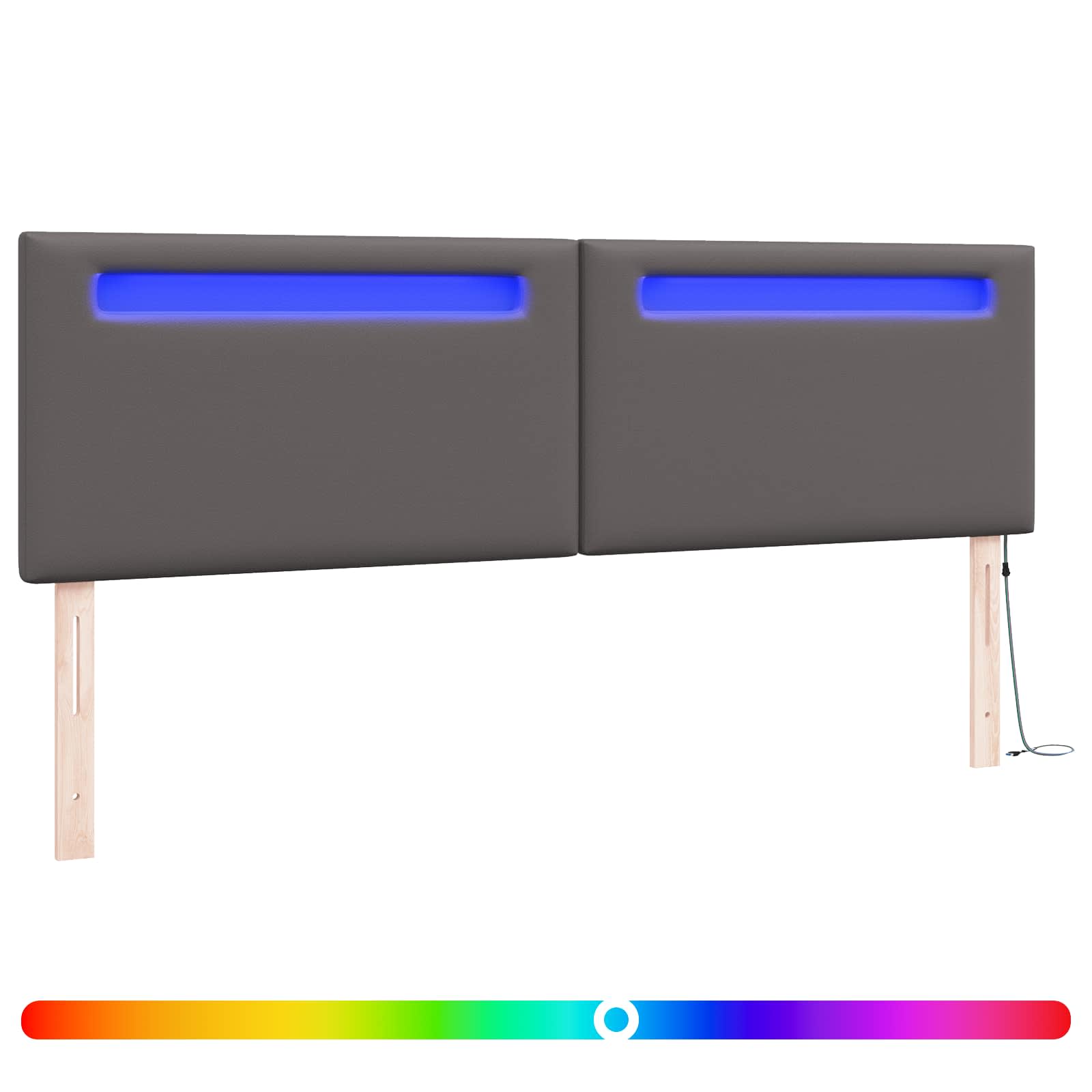 vidaXL Wezgłowie LED Szary 180 cm Skóra ekologiczna