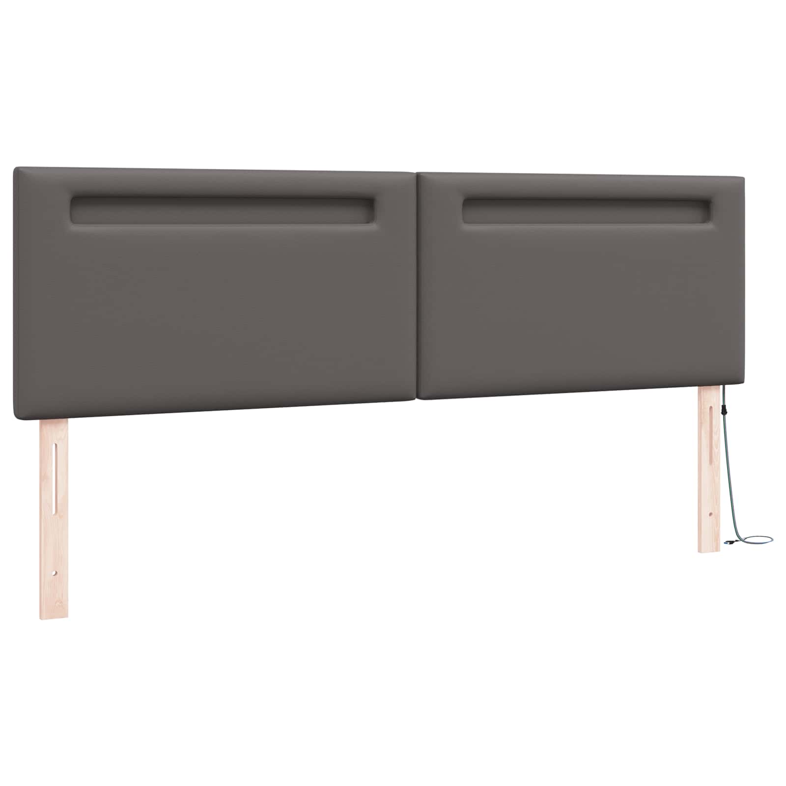 vidaXL Wezgłowie LED Szary 180 cm Skóra ekologiczna