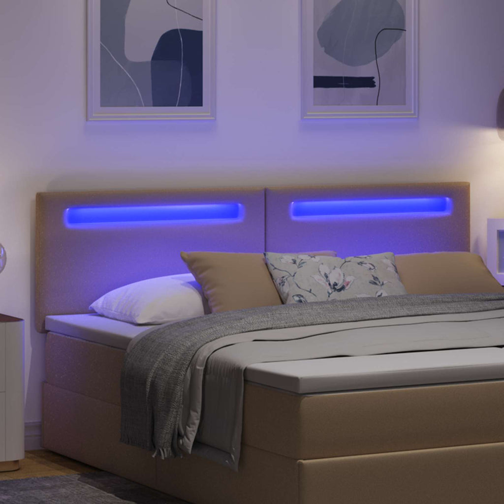 vidaXL Wezgłowie LED Cappuccino 180 cm Skóra ekologiczna