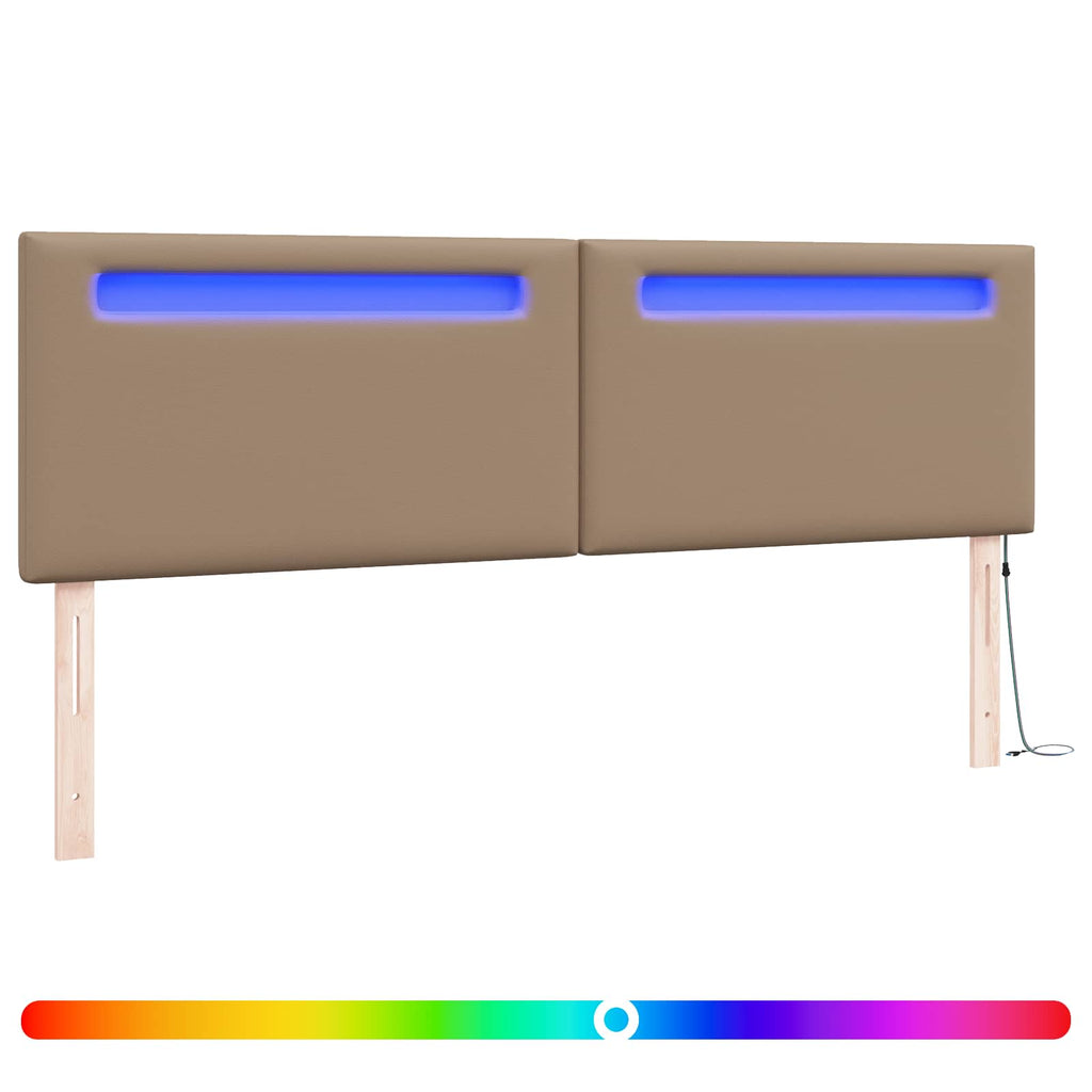vidaXL Wezgłowie LED Cappuccino 180 cm Skóra ekologiczna