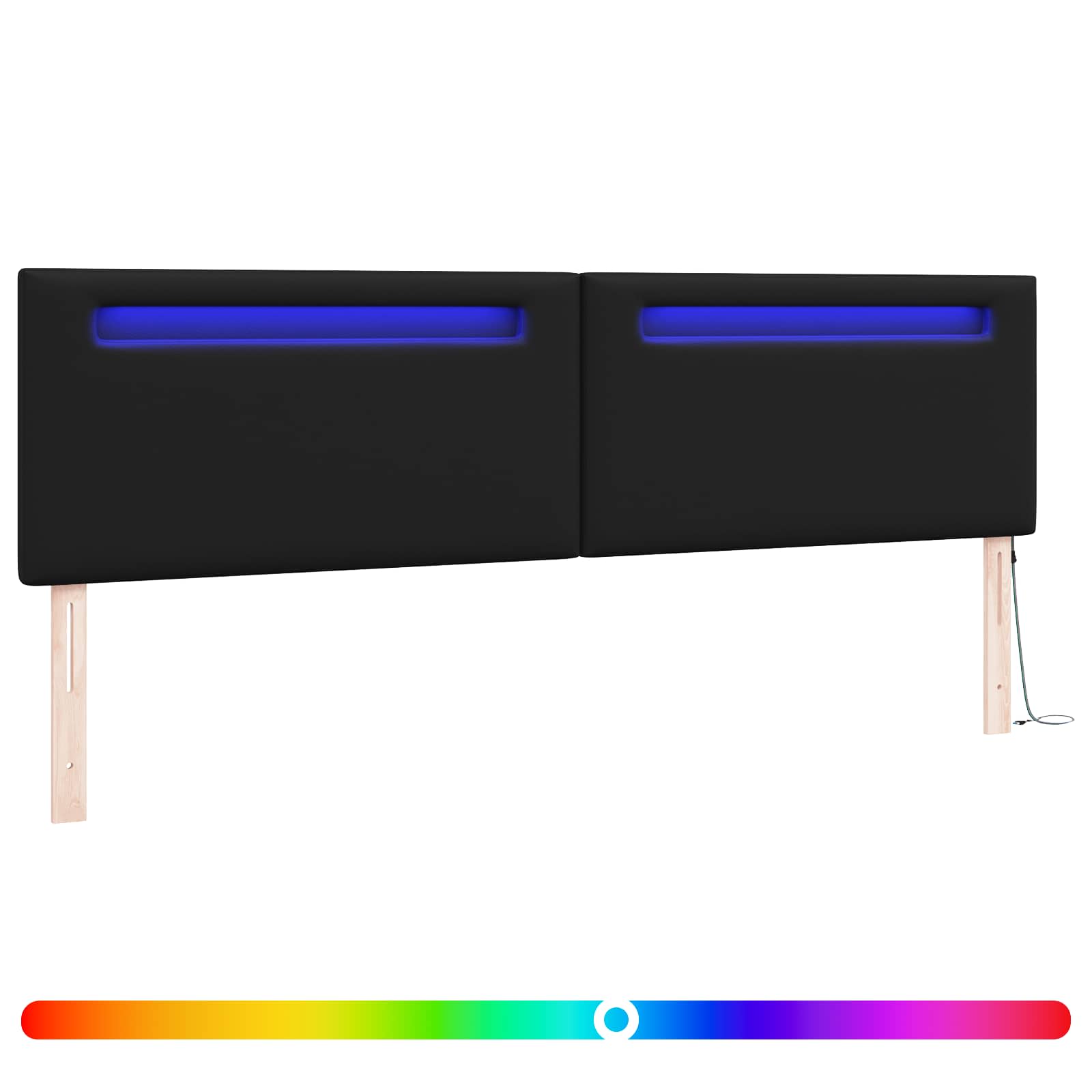vidaXL Wezgłowie LED Czarny 200 cm Skóra ekologiczna