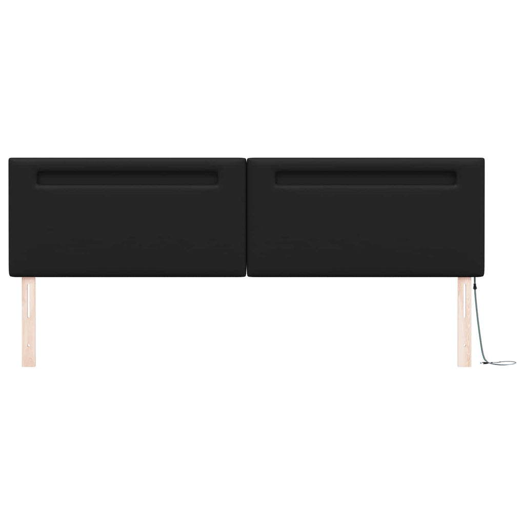 vidaXL Wezgłowie LED Czarny 200 cm Skóra ekologiczna