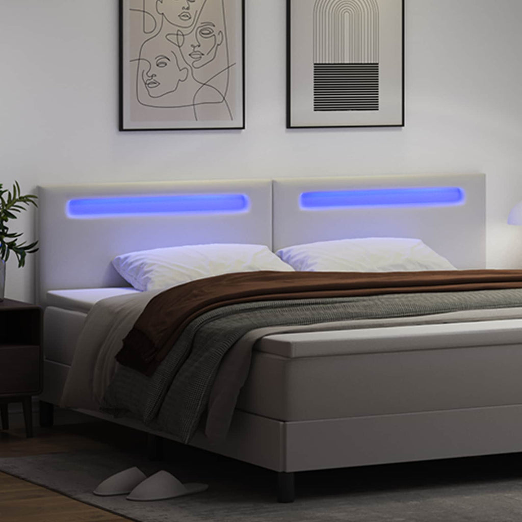 vidaXL Wezgłowie LED Biały 200 cm Skóra ekologiczna