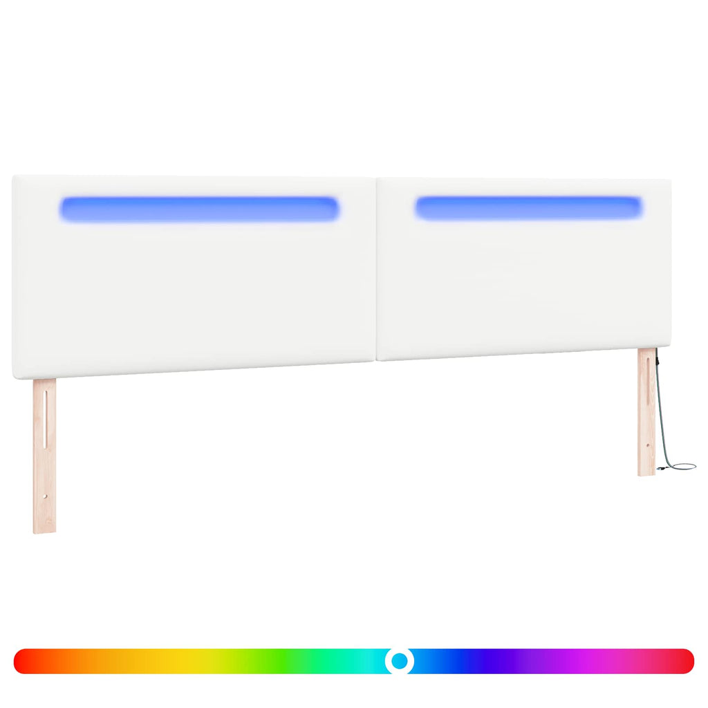 vidaXL Wezgłowie LED Biały 200 cm Skóra ekologiczna