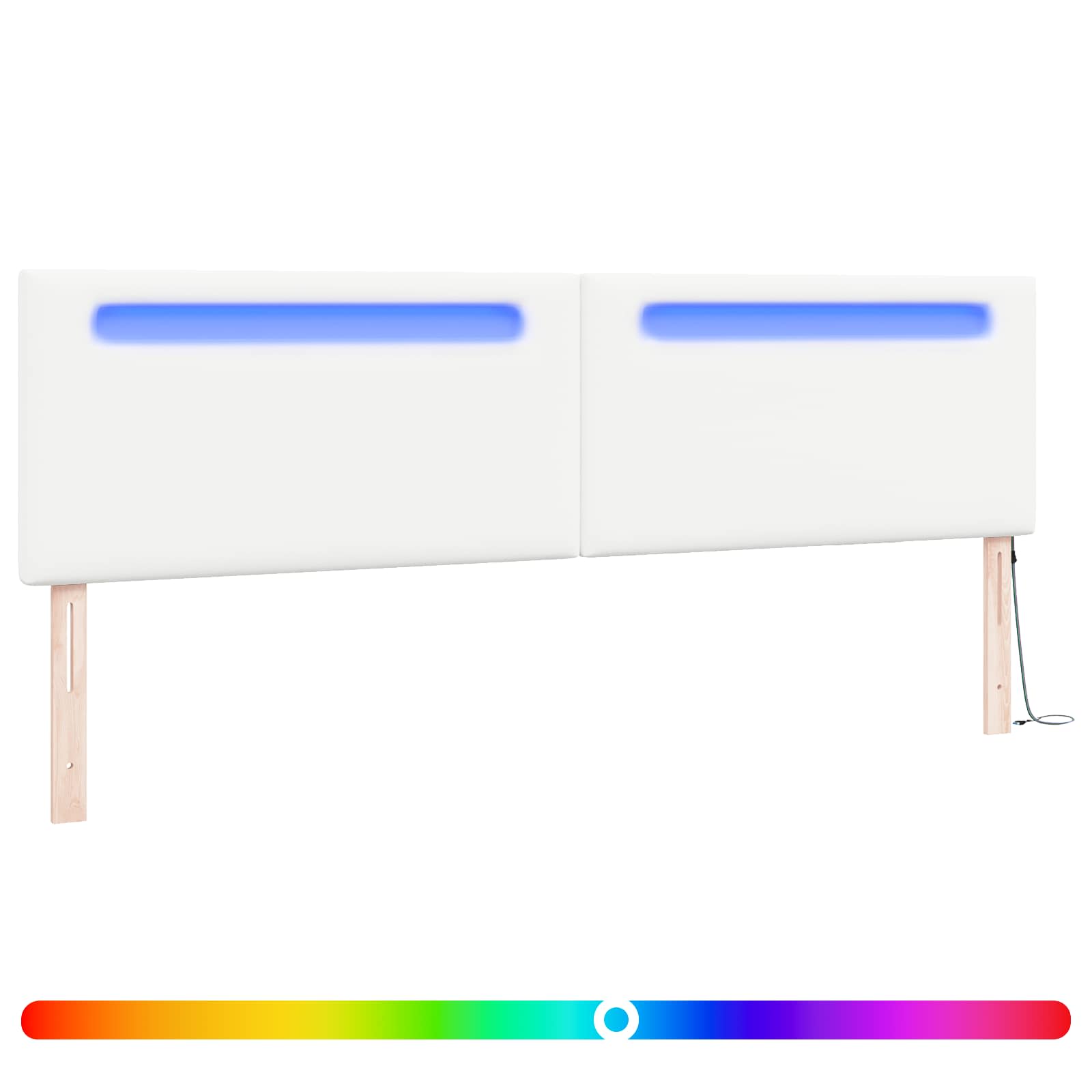 vidaXL Wezgłowie LED Biały 200 cm Skóra ekologiczna