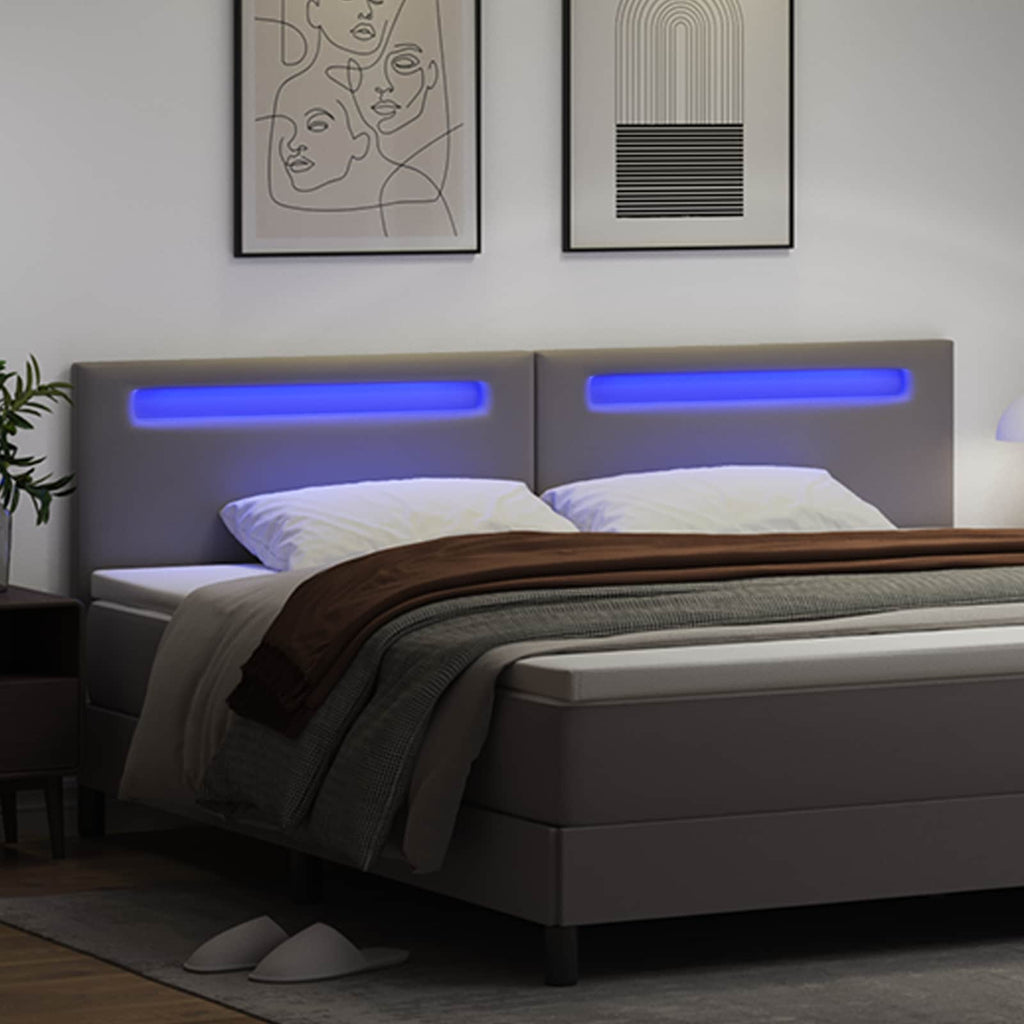 vidaXL Wezgłowie LED Szary 200 cm Skóra ekologiczna