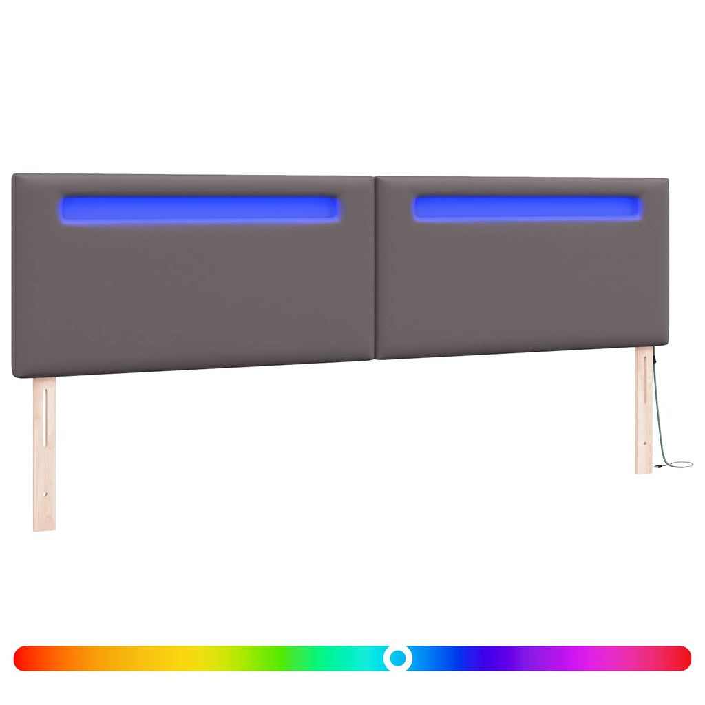 vidaXL Wezgłowie LED Szary 200 cm Skóra ekologiczna