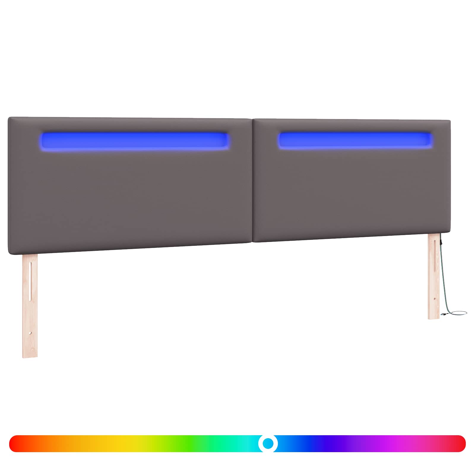 vidaXL Wezgłowie LED Szary 200 cm Skóra ekologiczna