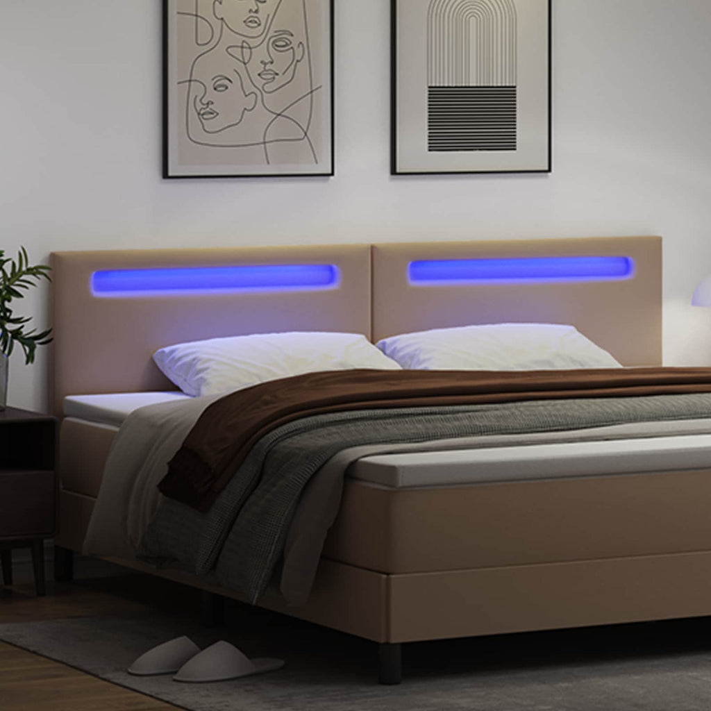 vidaXL Wezgłowie LED Cappuccino 200 cm Skóra ekologiczna