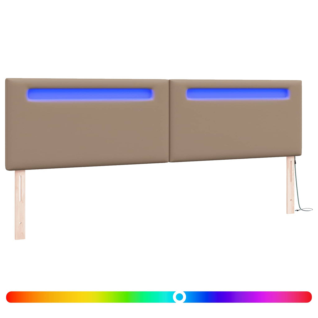vidaXL Wezgłowie LED Cappuccino 200 cm Skóra ekologiczna