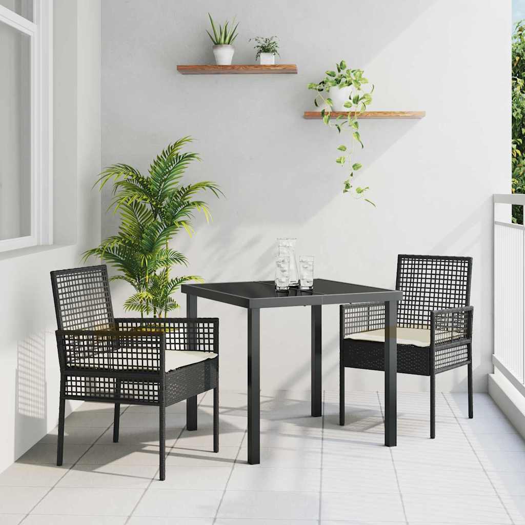 vidaXL Krzesło Ogrodowe 2 pcs Czarny 55 x 53 x 85 cm polirattan