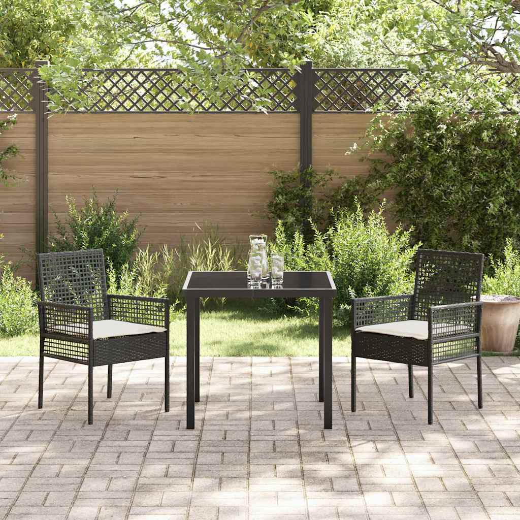 vidaXL Krzesło Ogrodowe 2 pcs Czarny 55 x 53 x 85 cm polirattan