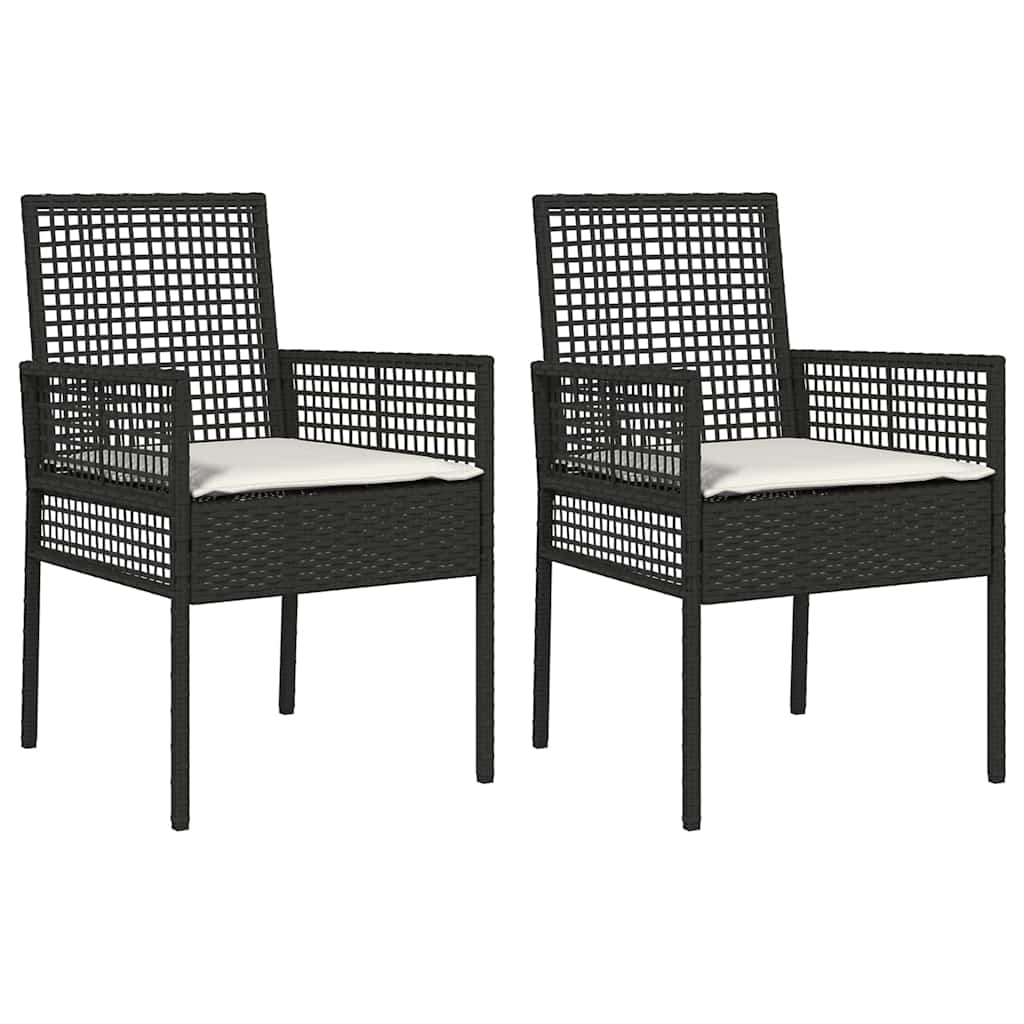 vidaXL Krzesło Ogrodowe 2 pcs Czarny 55 x 53 x 85 cm polirattan