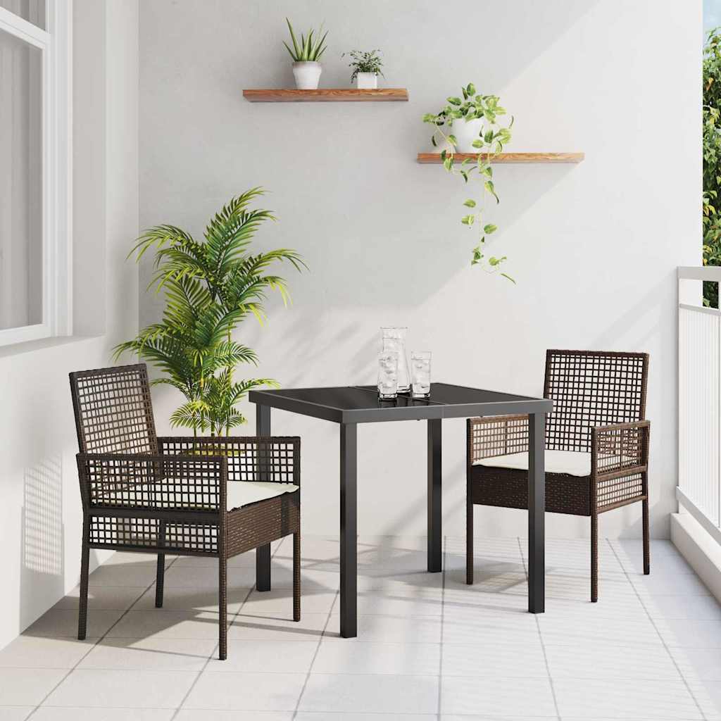 vidaXL Krzesło Ogrodowe 2 pcs Brązowy 55 x 53 x 85 cm polirattan