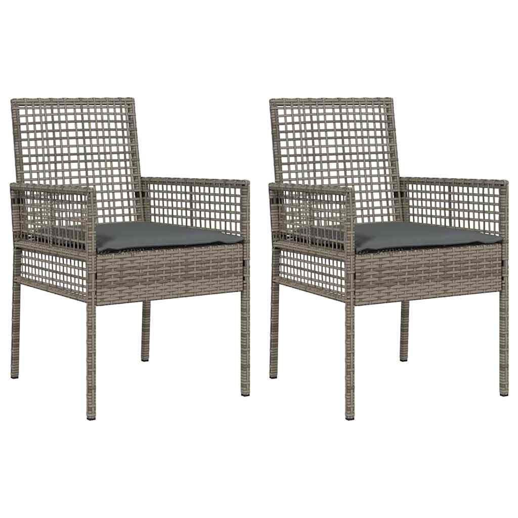 vidaXL Krzesło Ogrodowe 2 pcs Szary 55 x 53 x 85 cm polirattan