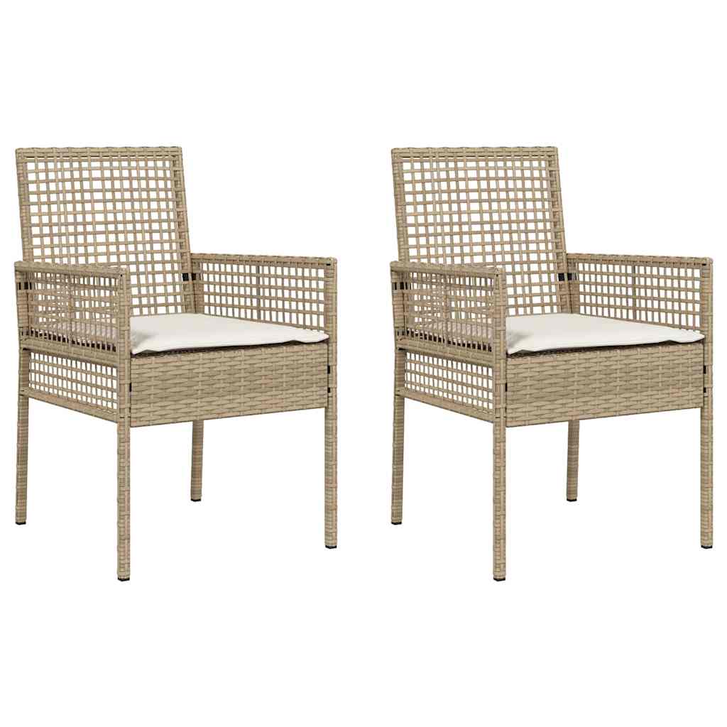 vidaXL Krzesło Ogrodowe 2 pcs Beżowy 55 x 53 x 85 cm polirattan