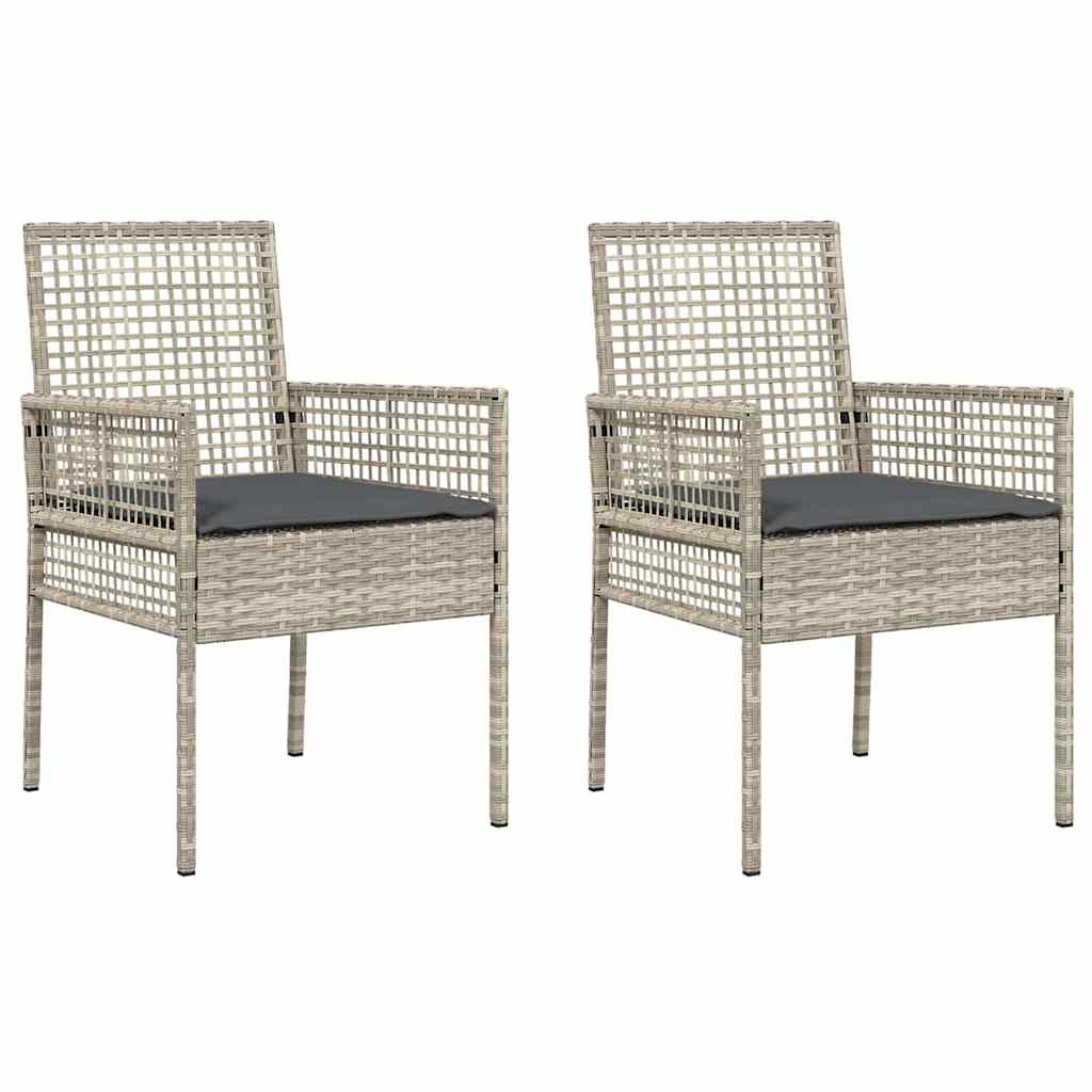 vidaXL Krzesło Ogrodowe 2 pcs Jasnoszary 55 x 53 x 85 cm polirattan