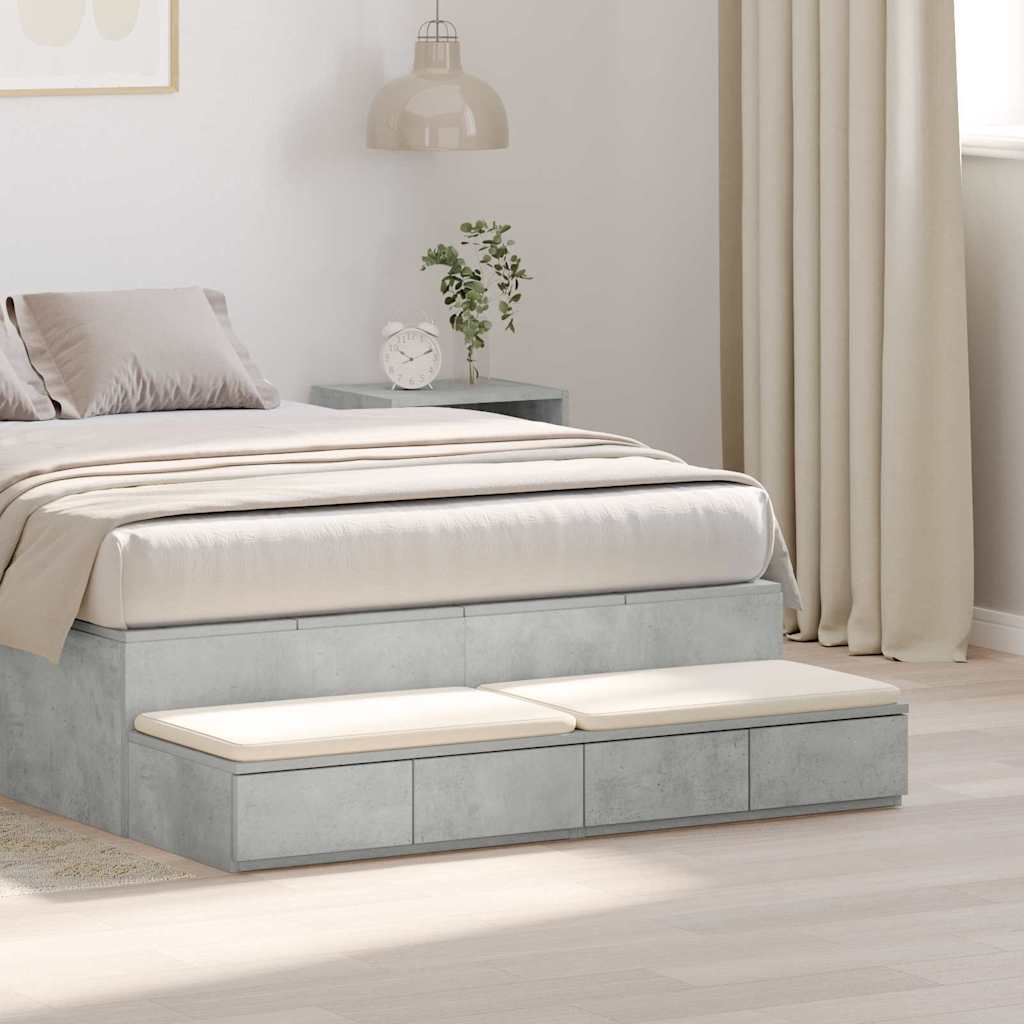 vidaXL Szuflady do łóżka Betonowy szary 120 x 36,5 x 16,5 cm