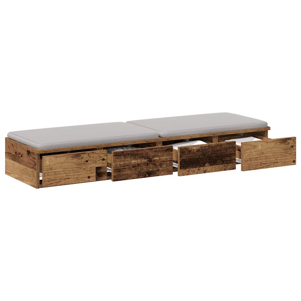 vidaXL Szuflady do łóżka z szufladą Stare drewno 120 x 36,5 x 16,5 cm