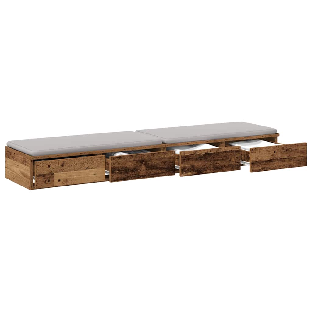 vidaXL Szuflady do łóżka z szufladą Stare drewno 140 x 36,5 x 16,5 cm