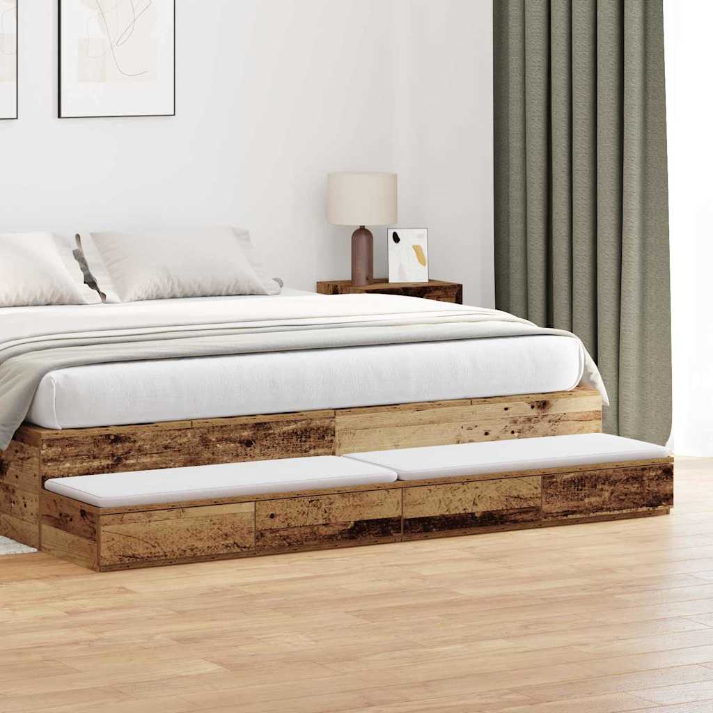 vidaXL Szuflady do łóżka z szufladą Stare drewno 180 x 36,5 x 16,5 cm