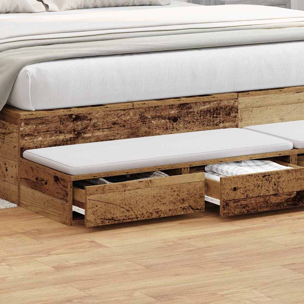 vidaXL Szuflady do łóżka z szufladą Stare drewno 180 x 36,5 x 16,5 cm