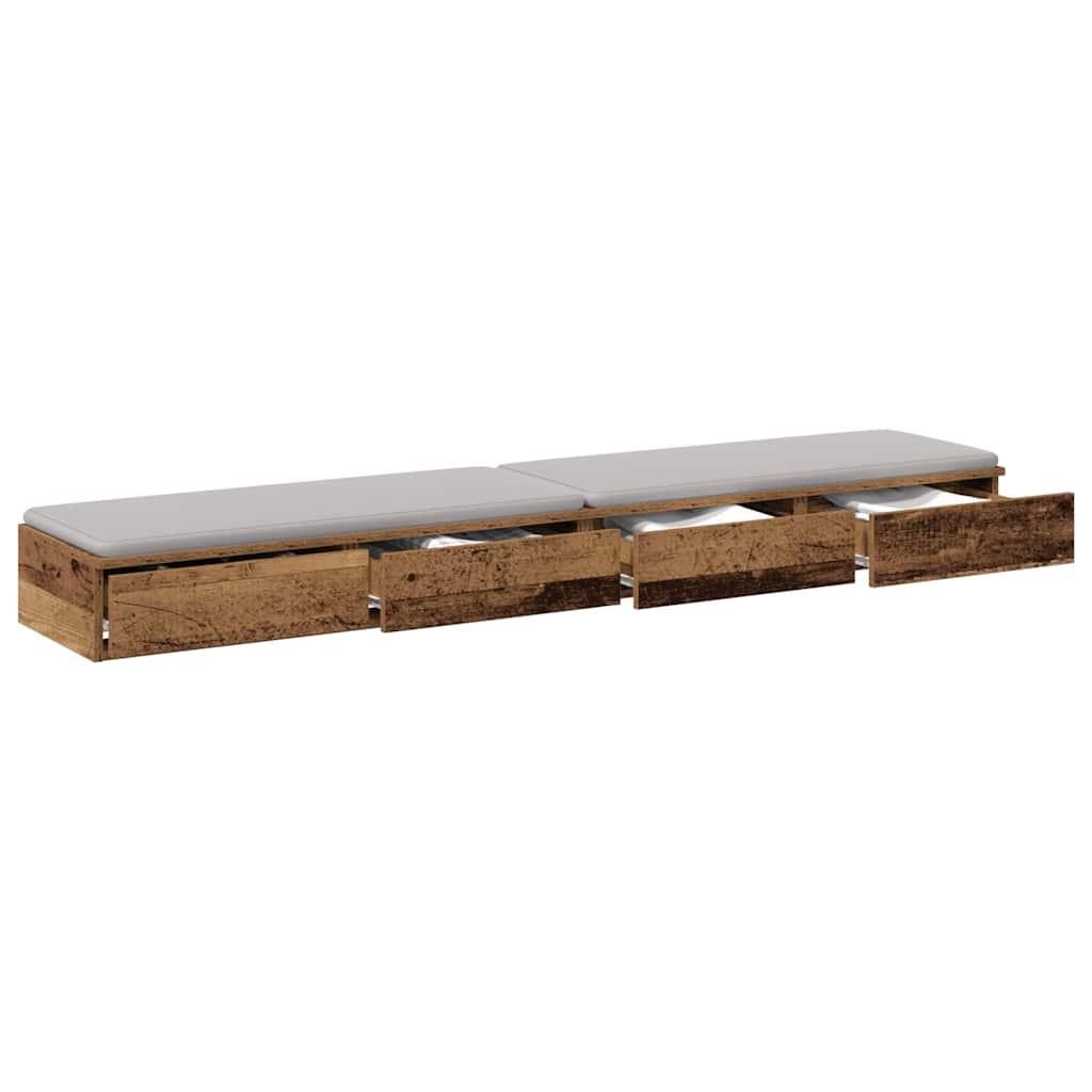 vidaXL Szuflady do łóżka z szufladą Stare drewno 180 x 36,5 x 16,5 cm